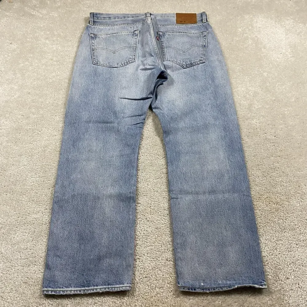 Levis 501 '93 Selvedge Jeans Mens 36x29 Blue Light Wash Straight Leg Premium